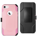 Reiko iPhone 7/8/SE2 3-in-1 Hybrid Heavy Duty Holster Combo Case in Light Pink | MaxStrata