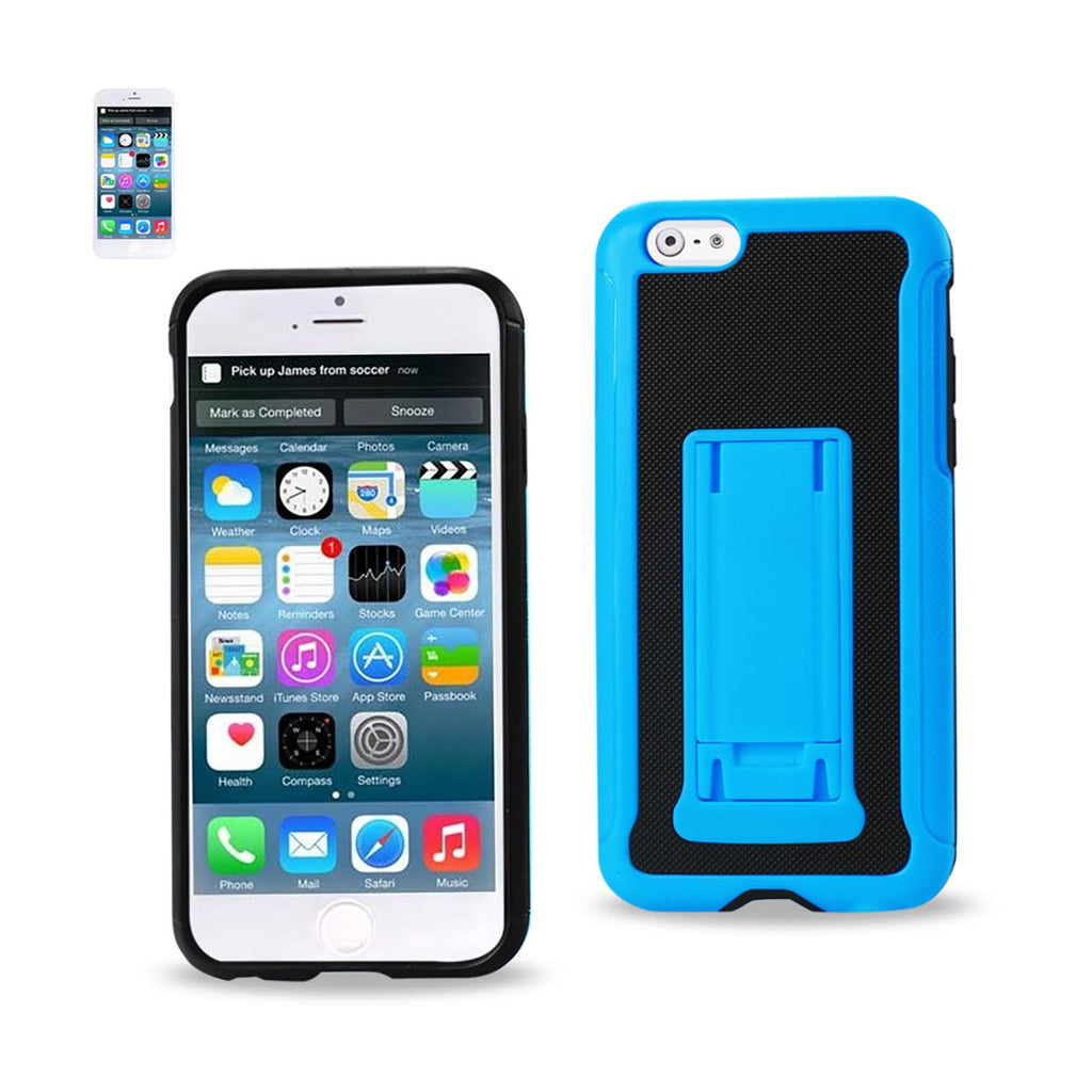 Reiko iPhone 6 Plus Hybrid Heavy Duty Case with Vertical Kickstand in Black Navy | MaxStrata