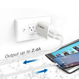 Reiko 12W 2.4A Dual USB Travel Wall Charger with 5Ft Type-C Charging Cable in White | MaxStrata