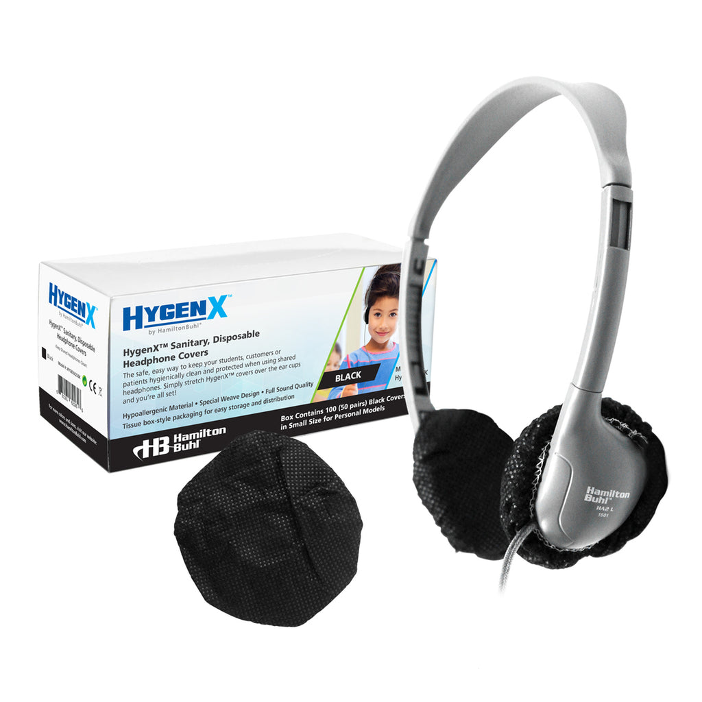 HamiltonBuhl Hygenx Sanitary, Disposable Ear Cushion Covers (2.5" Black - 50 Pairs) | MaxStrata®