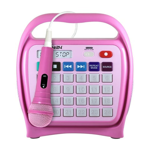 HamiltonBuhl Juke24 - Portable, Digital Jukebox with CD Player & Karaoke Function - Pink | MaxStrata®