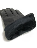 Karla Hanson Women's Deluxe Leather Touch Screen Gloves with Buttons - Black | MaxStrata®