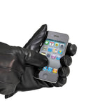 Karla Hanson Men's Deluxe Leather Touch Screen Gloves - Black | MaxStrata®