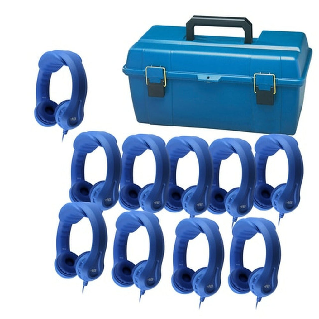 HamiltonBuhl Lab Pack of 10 Blue Flex-Phones Headphones for Early Learners | MaxStrata®