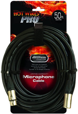 On-Stage Hot Wires Professional Mic Cable with Neutrik Connectors (50') (MC-50NN) | MaxStrata®