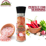 Himalayan Chef Pink Salt with Onion & Red Pepper - 12.5 Oz - Large Refillable Glass Grinders | MaxStrata®