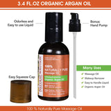 Natural Solution 100% Naturally Pure Massage Oil - Softening & Hydrating Organic Argan Oil - 3.4 oz | MaxStrata®