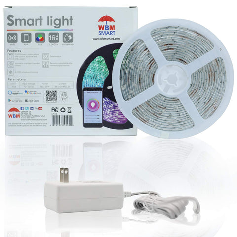 WBM Care Smart Wi-Fi LED Strip Light 16.4 ft - 1 Pack, Color Changing RGB Light Strip | MaxStrata®