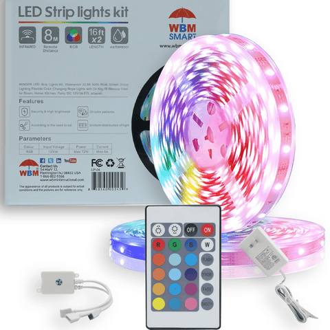 WBM Care Smart Wi-Fi LED Strip Light 16.4 ft - 2 Pack (32.8 ft), Color Changing RGB Light Strip | MaxStrata®