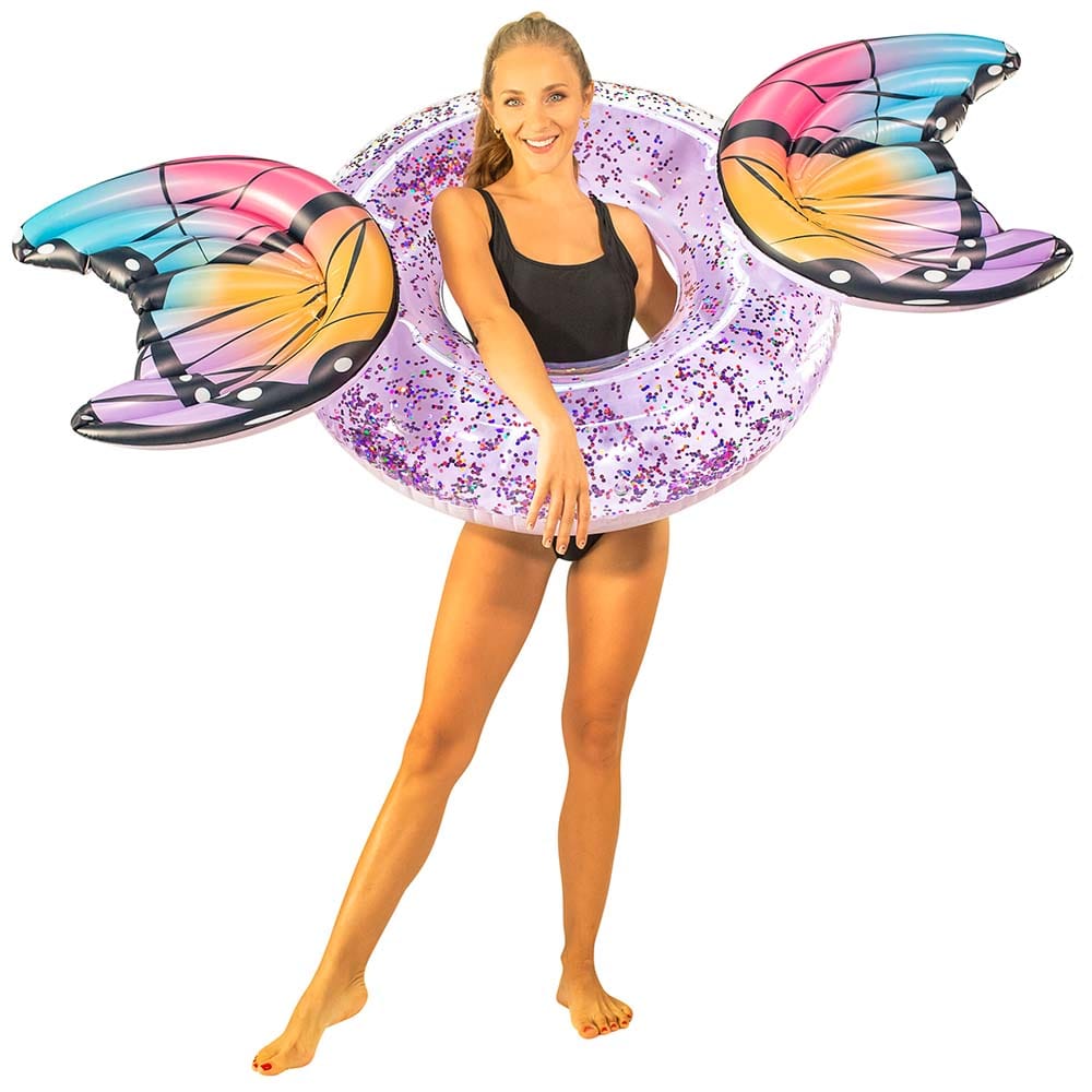 PoolCandy Purple Glitter Butterfly Pool Tube - 40" Glitter Tube | MaxStrata®