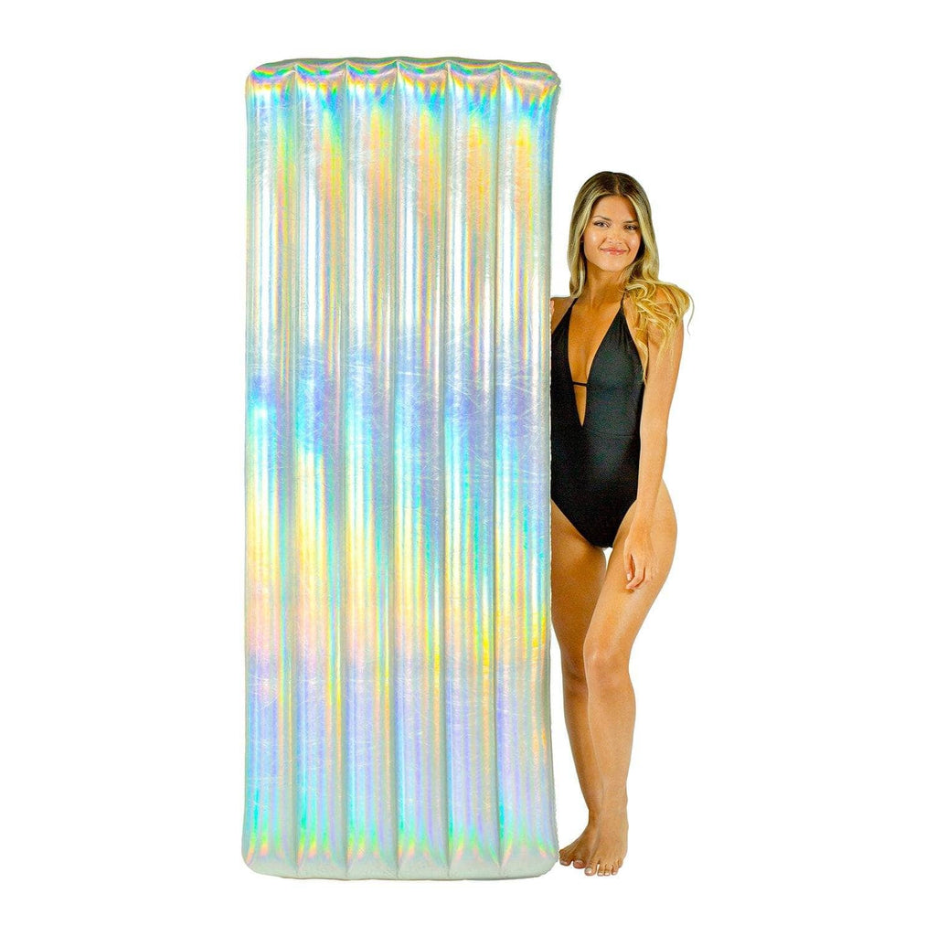 PoolCandy Silver Holographic Deluxe Pool Raft - 74 x 30" | MaxStrata®