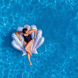 PoolCandy Silver Holographic Deluxe Sea Shell Pool Raft | MaxStrata®