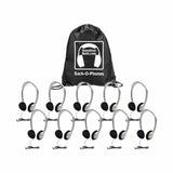 HamiltonBuhl Sack-O-Phones, 10 HA2 Personal Headsets, Foam Ear Cushions in a Carry Bag | MaxStrata®