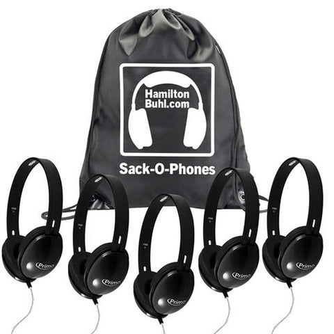 HamiltonBuhl Sack-O-Phones, 5 Black Primo Headphones | MaxStrata®