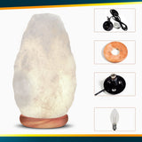 Himalayan Glow Large Natural White Salt Lamp with Dimmer & Neem Wooden Base | 5-7 LBS | MaxStrata®