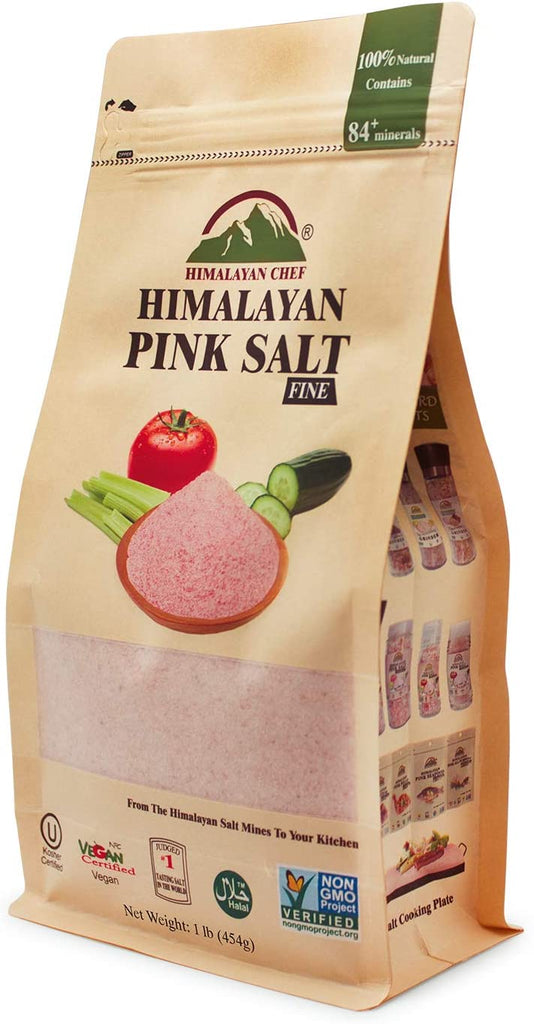 Himalayan Chef Himalayan Pink Salt, Fine - 1 Lb Resealable Bag | MaxStrata®