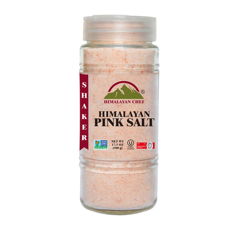 Himalayan Chef Himalayan Pink Salt Fine, Large Glass Shaker - 17.5 Ounce | MaxStrata®