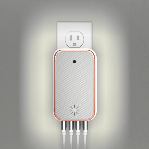 ChargeHub X4 - 4-Port USB SuperCharger & Night Light - White | MaxStrata®
